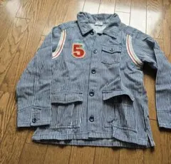 ストライプジャケット 　厚手のシャツ　　デニム生地　130