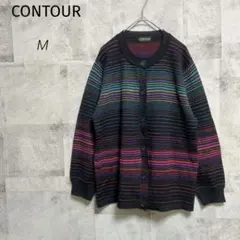 CONTOUR【M】カーディガン 長袖 グラデーション レトロポップ ストライプのサムネイル