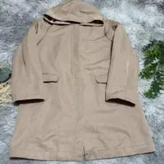 Arter 撥水 フーデッド ロングコート ベージュ L ストライプ スプリング
