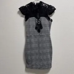 【今だけ半額‼️】♡チェック柄タイトドレス レース袖リボン付き♡