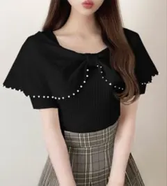 GRL パールリボンニットトップス dr672a