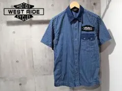美品 WESTRIDE ウエストライド ワッペン ストライプ 半袖 ワークシャツのサムネイル