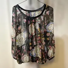 新品未使用　シンシアローリー　シースルー花柄バルーンスリーブトップス