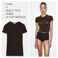 ZARA ラグランスリーブショートTシャツ ブラウンマール Sのサムネイル
