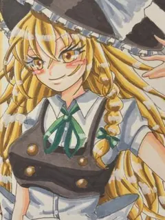東方Project 霧雨魔理沙 手描きイラスト ミニ色紙 - メルカリ