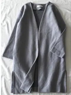 ガリャルダガランテ 杢調カラー 圧縮 ウール V首 コート ガウンコート