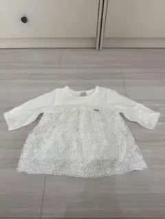 petit main フラワー刺繍長袖トップス