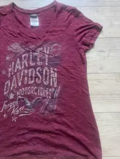 Harley-Davidsonモーターサイクル両面プリントVネックS