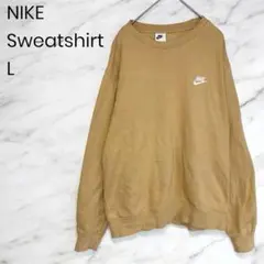 NIKE L スウェット イエロー ベージュ 刺繍ロゴ トレーナー 短丈