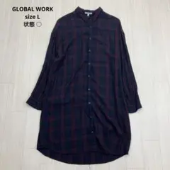 ● GLOBAL WORK グローバルワーク シャツ ワンピース チェック L