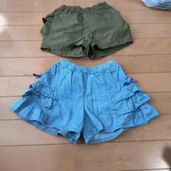 マザーズウェイの可愛いデニム風パンツとGITAのカーキのショートパンツ2点セット