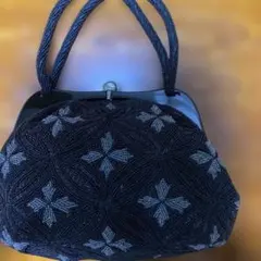 ビーズ刺繍 黒 和装用バッグ