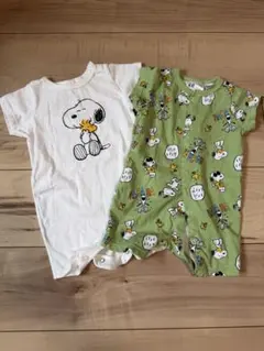 H&M スヌーピー ロンパース 2枚セット