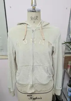 クリーム色 ジップアップパーカー y2k
