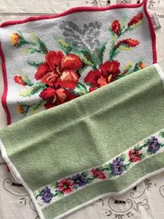 【フェイラー】花柄タオルハンカチ2枚セット