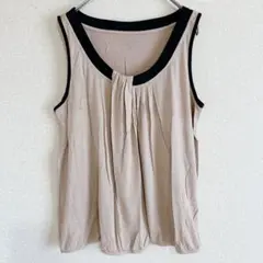 美品⭐️ タンクトップ ドレープカットソー Uネック ノースリーブ M 薄茶
