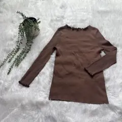 【美品】TIENS ブラウン　メロウ　ブラウス　長袖　キレイめ　伸縮性あり　Mのサムネイル
