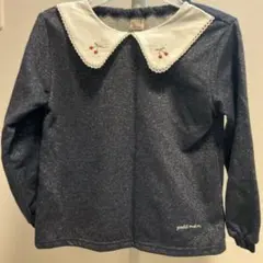 【新品】petit main さくらんぼ刺繍 襟付きトレーナー 120cm