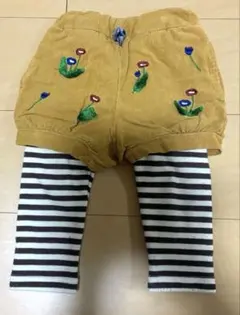 マスタード色花柄刺繍付き裏起毛コーデュロイパンツ☺︎