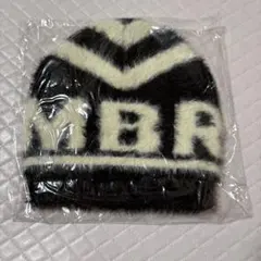 ファー素材 ニット帽 黒と白