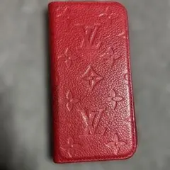Louis Vuitton レザー手帳型ケース レッド