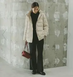 ウツクシルエット撥水ダウンコート　アイボリー/Lサイズ　global work