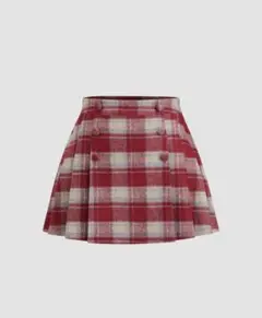 CIDER ハイライズギンガムプリーツミニスカート レッド S
