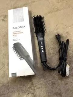 サロニア　ストレートヒートブラシ　スリム　ブラック