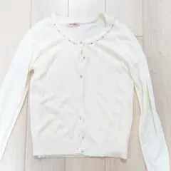 アンサンブル　カーディガン　半袖ニット　アイボリー　ビジュー付き