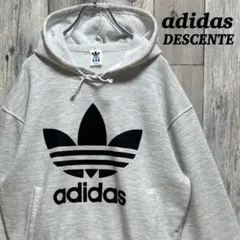 adidas DESCENTE パーカー　プルオーバー　トレフォイル グレー