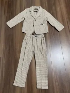 ベージュ チェック柄 スーツ 100cm~