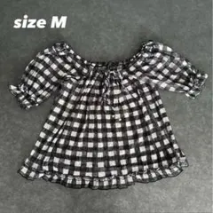 美品 チェック柄 オフショルダーシャツ M レディース トップス