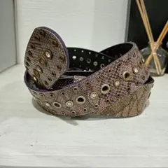 希少00sy2kヴィンテージクロコ風スタッズベルトストーンベルトアメカジグランジ