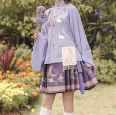 ウサギ　星月 コスプレ　刺繍　織錦　中華漢服　チャイナ　巻きスカート　織金　曇