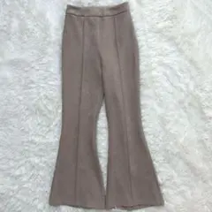 ムルーア スエードフレアパンツ ベージュ F 美脚　韓国風　Y2K ストリート