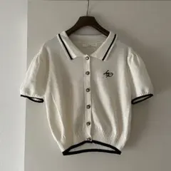 P01290 TONLION ラインニット　カーディガン ポロシャツ　M