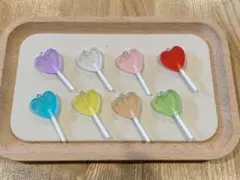 ハート型アクリルデコレーションパーツ8個セット