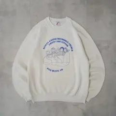 90s USA製　JERZEES　スウェット　イラスト　ラグランスリーブ　白　L