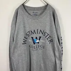 USA古着 champion チャンピオン カレッジ ロンT グレー