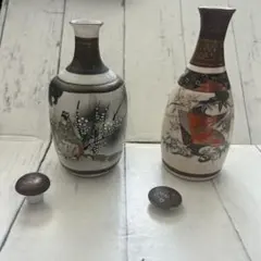 2371 九谷焼 古九谷　風花鳥　角福　酒器セット　徳利2客　猪口5客　未使用 2371 九谷焼 古九谷 風花鳥 角福 酒器セット 徳利2客 猪口5客 未使用