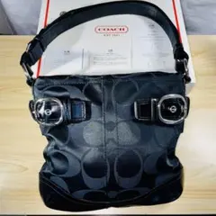 【美品付属品完備】COACHコーチシグネチャーサテンショルダーバッグF18913