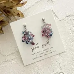 万華鏡＊*チェコビーズのミニピアス＊シルバー＊ハンドメイド