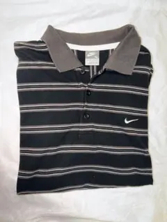 NIKE ポロシャツ ボーダー柄 ブラック XL