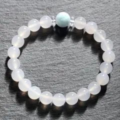 【149】ラリマーホワイトカルセドニーデザインブレスレット