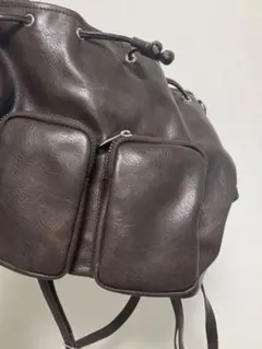 GU ポケットミニバックパック ダークブラウン レザー バックパックのサムネイル