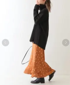 【新品タグ付き】SLOBE IENA ドットプリントフリルスカートキャメル