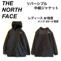 ノースフェイス リバーシブル 中綿ジャケット 刺繍ロゴ フリース ブラック 黒M