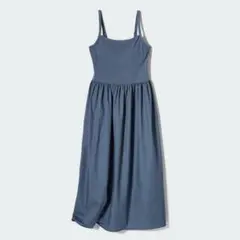 ユニクロ コンビネーションブラキャミソールワンピース ブルー M