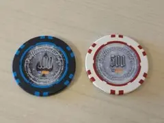 未使用 マーカー カジノチップ 2点セット 白×赤 黒×青 a