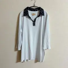 SPORT HALEY 【XL】ポロシャツ 花柄襟 7分袖